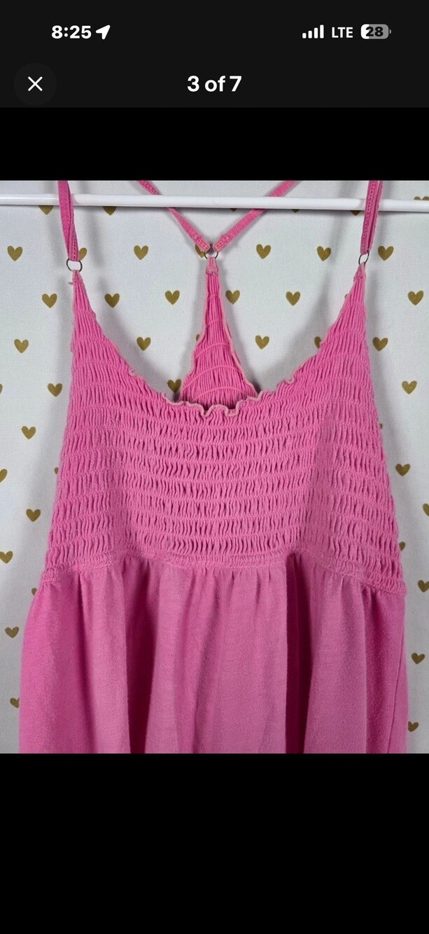 Victoria's Secret PINK Dress L Pink Ombre Smocked Racerback Sundress Beach